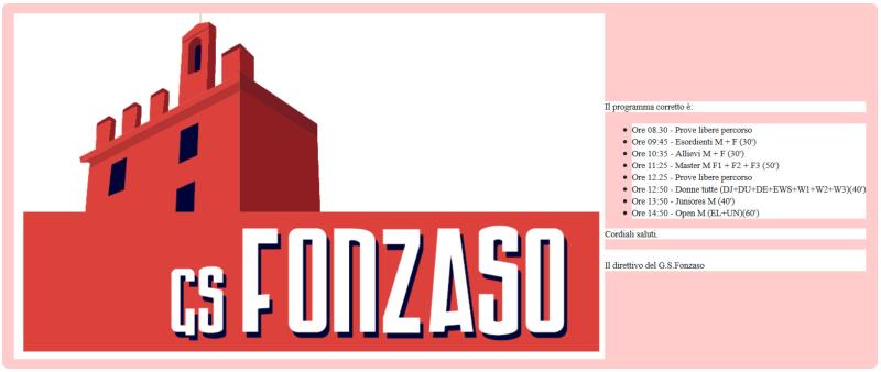 Aggiornato il Programma gare di Fonzaso